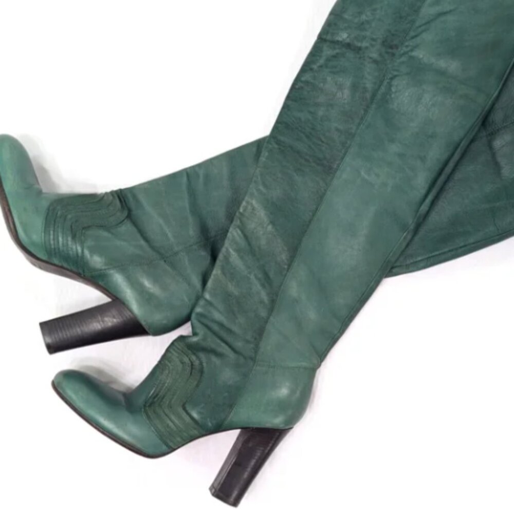 Retro Teal Leather Boots